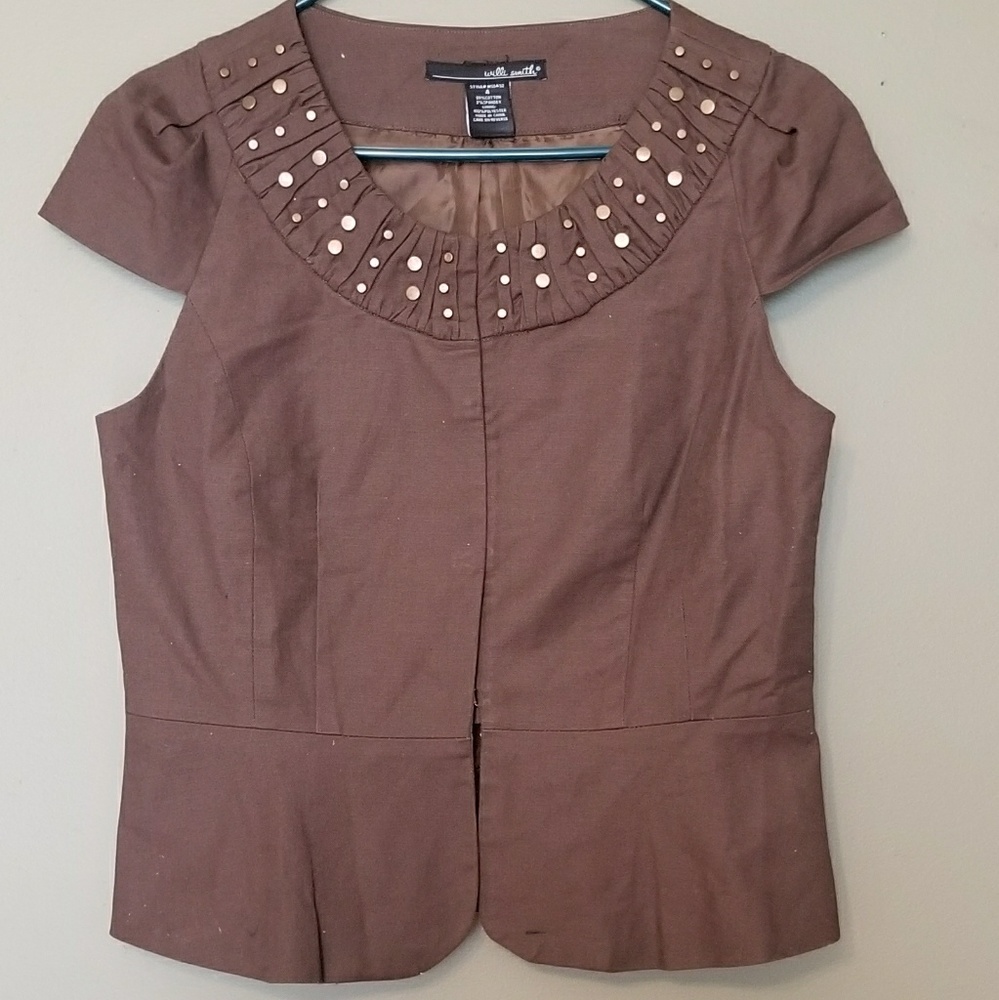 WILL SMITH STUDDED SHORT BROWN BLAZER